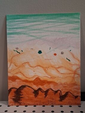 8"x10" Coastal Abstract Canvas Painting Original